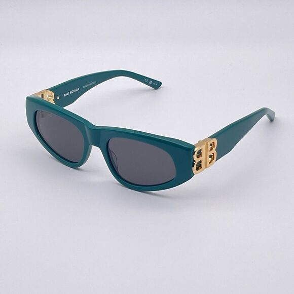 BALENCIAGA Sunglasses BB0095S 005 Green/Gold/Grey Women NEW